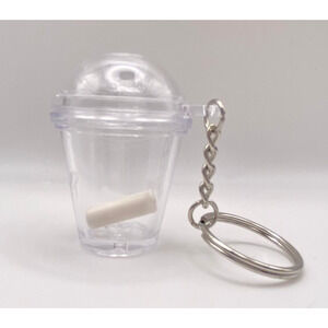 12pcs Mini Frappuccino Cup Keychain Miniature Clear Plastic Cups Jewelry Making